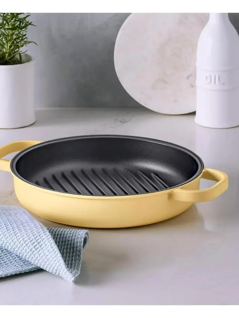79$ The Cellar Enameled Cast Iron 2-Qt Grill Pan Butter Cream